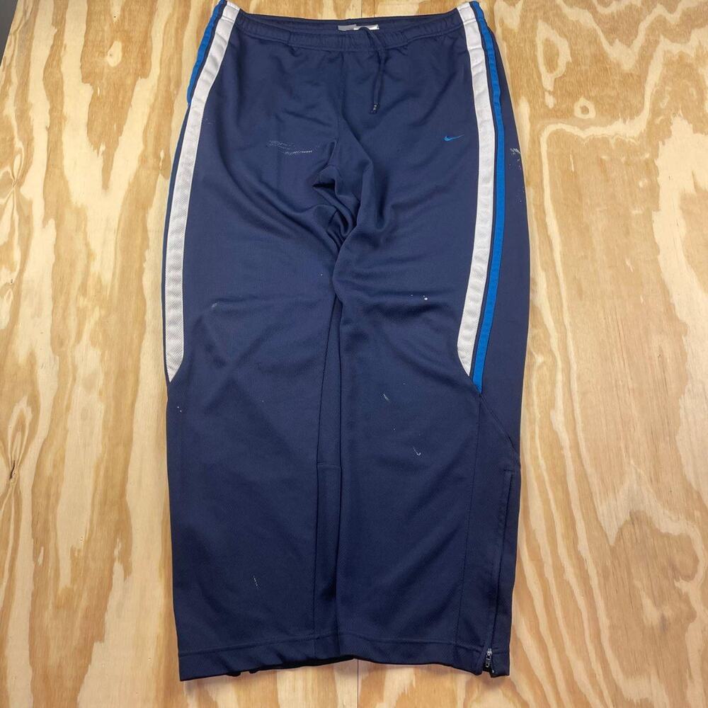 Vintage Y2K Nike Track Pants Wide Leg – Navy Blue – Men’s XL – Silver Tag